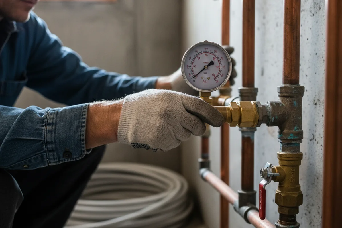 Pressure testing a repaired line during Water Line Repair in Forest Lakes